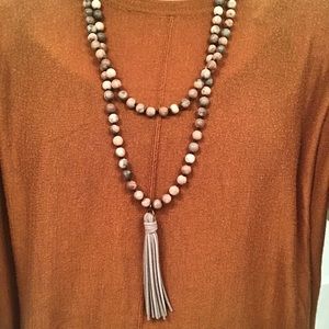 Beaded pendant tassel necklace